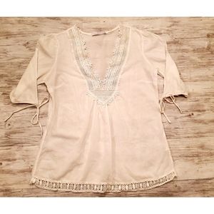 Lace & Crochet Trim 3/4 Sleeve Top